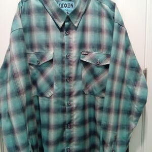 Dixxon Blue Marlin Flannel Turquoise, Navy, White & Black Plaid Mens Size 5XL